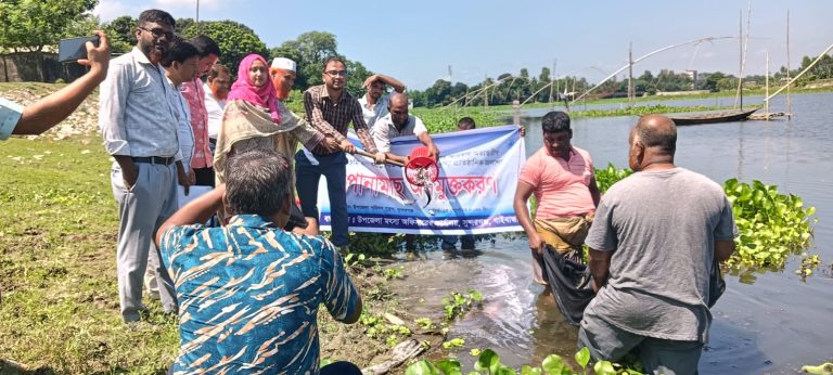 সুন্দরগঞ্জে ২৭ জলাশয়ে ২৫০ কেজি মাছের পোনা অবমুক্ত