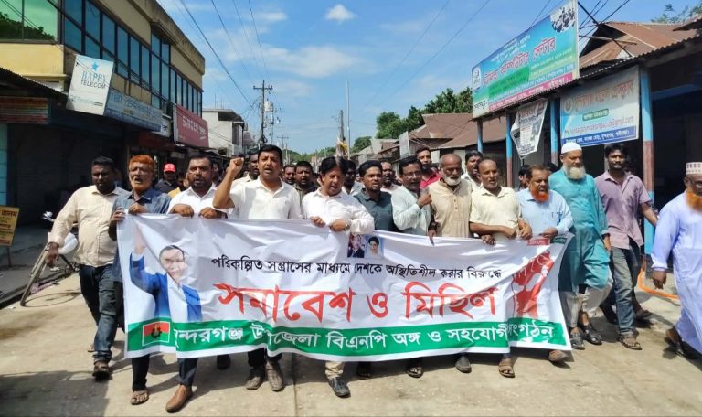 সুন্দরগঞ্জে বিএনপির বিক্ষোভ মিছিল ও সমাবেশ
