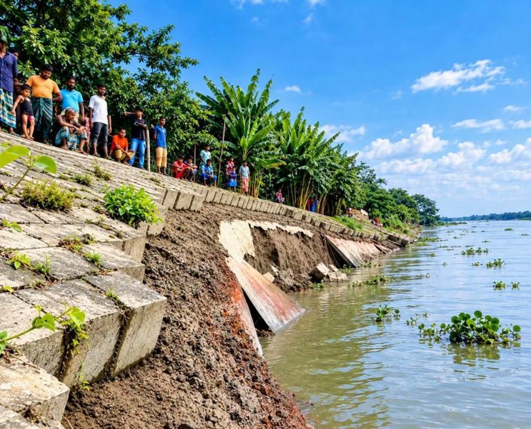 চিলমারীর বাঁধে ফের ধ্বস আতঙ্কে হাজারো পরিবার