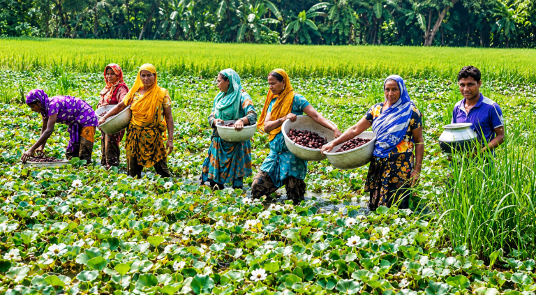 সাতক্ষীরায় জলাবদ্ধ জমিতে পানিফল চাষে নতুন সম্ভাবনা